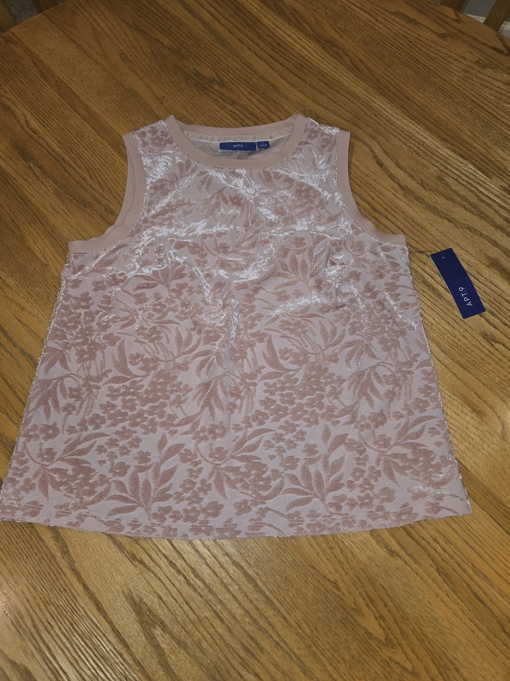 Apt. 9 Blush Pink Floral Burnout Sleeveless Top Feminine Cottage Core